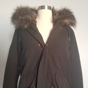 NWT Barneys New York fur-lined parka - M